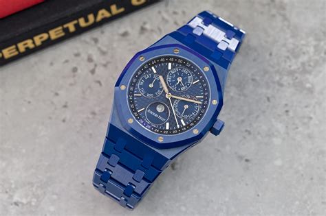 audemars piguet blue royal oak perpetual calendar watch|royal oak perpetual calendar price.